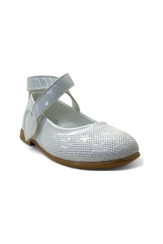 487 Kız Bebek Babet Beyaz Rugan