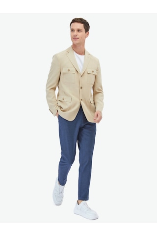 Kip Bej Düz Modern Fit Ceket Çok Renkli