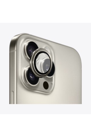 Safeus Safir Temperli Kamera Lens Koruyucu Apple Uyumlu iPhone 16 Pro Max İle Titanyum Gri