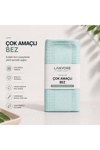 Lanyore Home Clean Premium Çok Amaçlı Temizlik Bez Mint 55x40