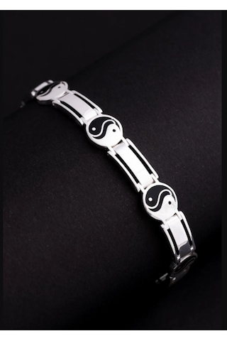 925 Ayar Yin Yang Model 925 Ayar Gümüş Erkek Bileklik