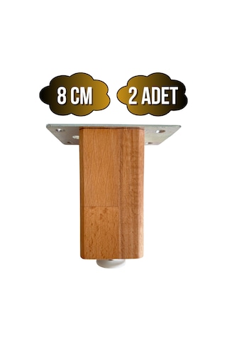 Kale Ayarlı Ahşap Ayak Mobilya Masa Ve Dolap Ayağı Kayın Kayın/gürgen Ağacı 8cm 2 Adet Ahşap Rengi