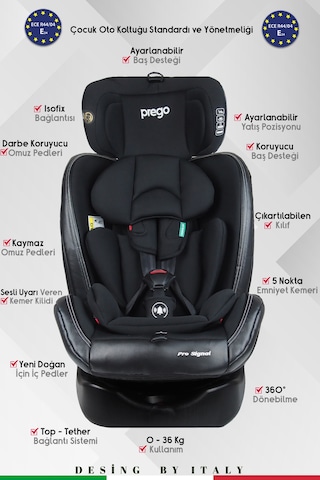 Prego Profix Pro Signal 360  Derece Dönebilen Isofixli 0-36 KG Oto Koltuğu