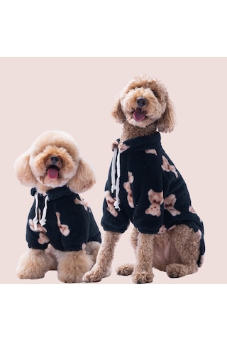 Siyah Soft Bear Büyük Irk Sweat Orta Büyük Irk Köpek Kıyafeti Pelüş Sweat