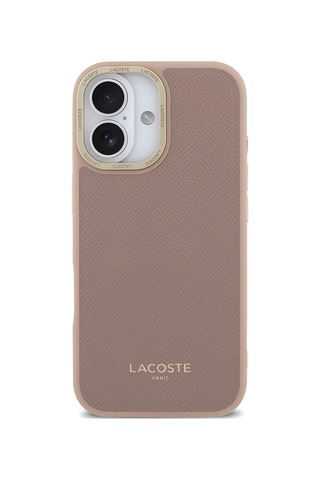 Apple Uyumlu iPhone 17 Kılıf Lacoste Lisanslı M-safeli Champs Elysees Pu Deri Tasarımlı Kapak Pembe Pembe