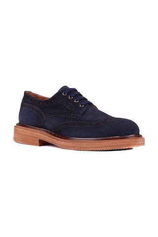 Shoetyle - Lacivert Hakiki Süet Bağcıklı Erkek Ayakkabı 666-3951-1236 Lacivert