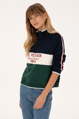 U.S. Polo Assn. Kadın Lacivert Fermuarlı Dik Yaka Sweatshirt 50311024-VR033