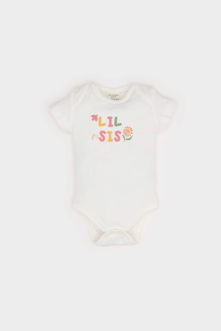 DeFacto Kız Bebek Yenidoğan Bisiklet Yaka Baskılı Ribana Kısa Kollu Çıtçıtlı Body E8244A525SMER98