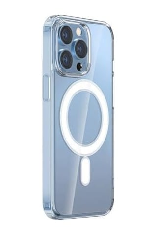 Apple İçin Uyumlu İphone 15 Pro Max Kılıf M-safe Şarj Özellikli Şeffaf Sert Pc Zore Embos Kapak Renksiz 50 x 22
