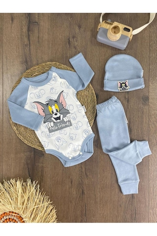 2d2b Hello Friends Alttan Çıtçıtlı Bereli Unisex 3lü Bebek Takım Açık Mavi