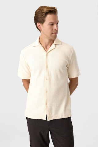 Backandbond Ekru Relaxed Fit Küba Yaka Örme Gömlek Bej