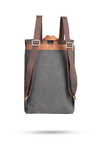 Gillario Design 02 15.6 Inch Kanvas -deri Laptop Sırt Çantası Siyah