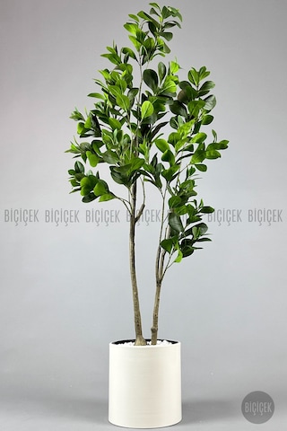 Biçiçek Yapay Manolya Ağacı 150 Cm Krem Metal Saksıda
