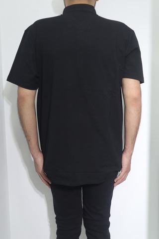 Santa Dmctekstil Erkek Desenli Spor Kesim Rahat Kalıp Polo Yaka Battal T-shirt Siyah