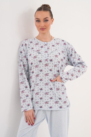 Mecit Pijama Mecit 6314 Mavi Kadın Büyük Beden Pijama Takımı Mavi
