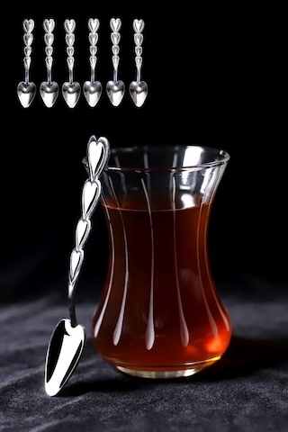Elite Çay Kaşığı Kalp Model 6'Lı Paket Metal