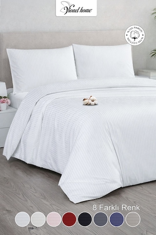 Çift Kişilik %100 Pamuk Saten Nevresim Seti Premium Seri 8 Renk Seçeneği 200x220 Beyaz