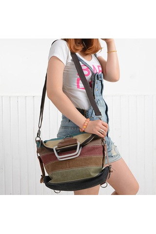 Neevoyu 3'lü Kullanimli Kanvas Sirt Çantasi: El Tutturabilir, Tek Omuzlu, Çok Fonksiyonlu - Ipad Ve Belgelik Cebi İle Moda Desenli Çok Renkli