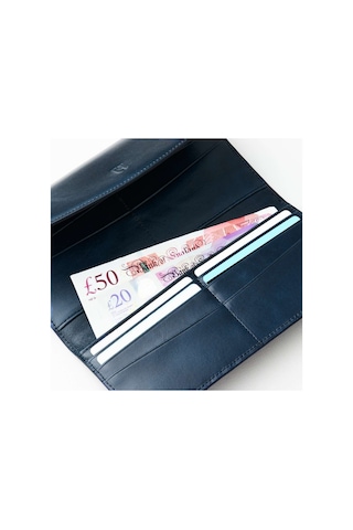 Helmbrook London Ashley Kadın Lacivert Deri Fermuarlı Rfid Korumalı Cüzdan Lacivert