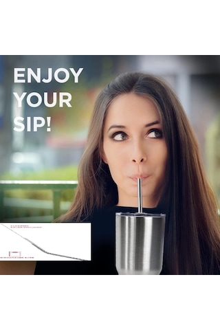 Çelik Pipet Paslanmaz Çelik Metal Meşrubat Pipeti Ve Pipet Temizleme Fırçası Seti 5 Parça Renkli