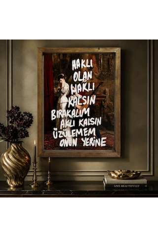 Bk Gift Vintage Klasik Sanat Esprili Sözlü Masif Ahşap Çerçeveli Dekoratif Tablo - 12