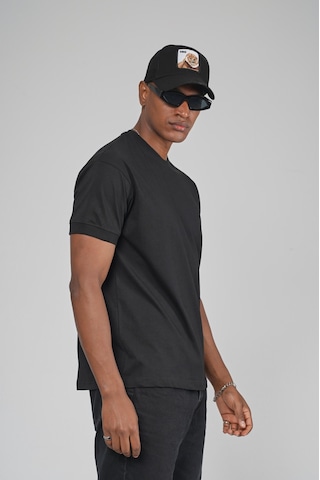 King Brich Slim Fit Kalıp Kolu Ribanalı Basic %100 Pamuklu Tişört Siyah