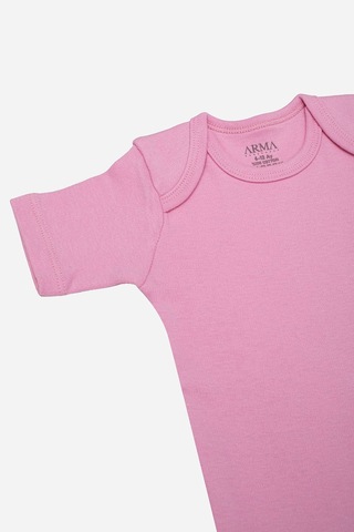 Arma Yıldız %100 Organik Pamuklu Pembe Kısa Kollu Bebek Body 5'li Paket Pembe
