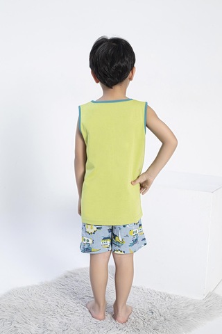 Erkek Çocuk Kalın Askı Şortlu Yeşil Pijama Takım C5t5n0o-047 Yeşil