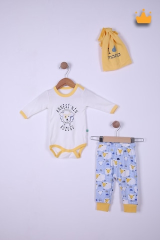 Babyhola Pamuk Annesinin Kuzusu Çıtçıtlı Badi Pantolon Bere 3'lü Takım 593-4 Mavi