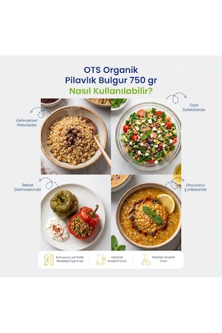 Ots Organik Pilavlık Bulgur 750 gr (Organik Sertifikalı, Pestisit Analizli)