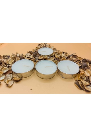 Tealight Mum-buhurdanlık Silver Boy Soya Parafinli 10 Adet Beyaz Dekoratif Büyük Boy Tealight Mum Beyaz