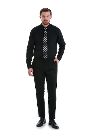 Hatemoğlu Siyah Slim Fit Desenli Slim Yaka Pamuklu Uzun Kollu Gömlek 24d190000020 991 Siyah