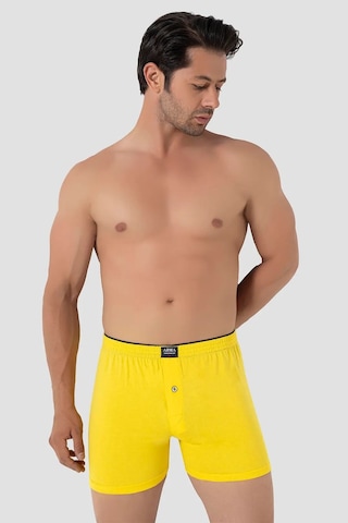 Terrien 6'lı Paket Sarı Erkek Penye Havlu Bel Boxer %100 Pamuk Kombin Parça Rahat Giyim Günlük Giysi