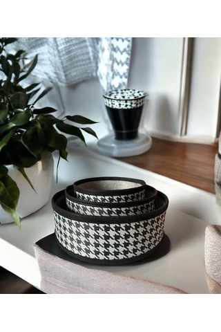 Düzenleyici - Organizer 3'lü Sepet Yeşil Beyaz