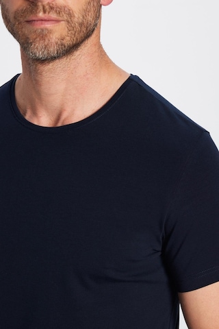 Tudors Erkek Slim Fit Dar Kesim Pamuklu Likralı Esnek Kumaş Basic Lacivert Bisiklet Yaka Tişört-31552