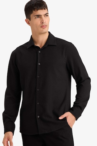 Defacto Modern Fıt Polo Yaka Uzun Kollu Gömlek F9886ax26spbk27 Siyah-bk27