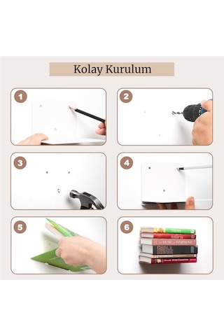 Sihirbaz Raf Duvar Rafı Metal Kitaplık Gizli Kitaplık Görünmez Dekoratif Duvar Kitaplığı 4 Adet Diğer