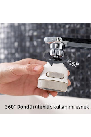 360 Döner Başlıklı Mutfak Musluk Ucu 3 Fonksiyonlu Su Tasarruf