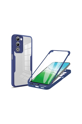 Oppo A5 5g/ Oppo A5 Kılıfı Akrilik + Tpu Şeffaf Telefon Kılıfı Ve Pet Ekran Filmi - Mavi Mavi