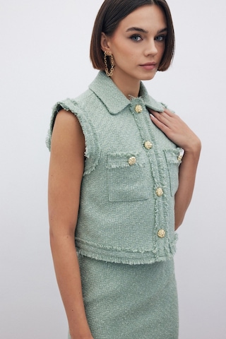 Sateen Simli Tüvit Yelek - Mint-135293 Mint