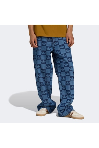 Adidas Monogram All Over Print Regular Denim Mavi Erkek Pantolon Jy2993 Mavi