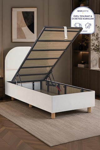 Niron Bohem Düz 80x180 Cm Tek Kişilik Baza Başlık Seti - Sandıklı Modern Takım 80 x 180