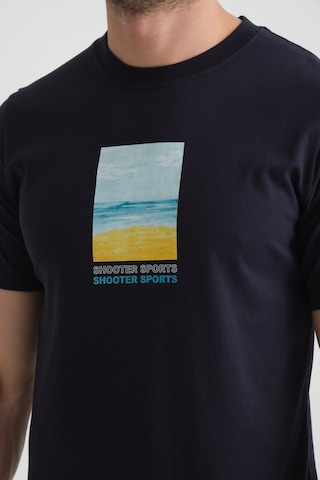 Shooter Sportwear Shooter Erkek T-shirt %100 Pamuk Minimalist Tasarım Regular Kalıp Baskılı Lacivert