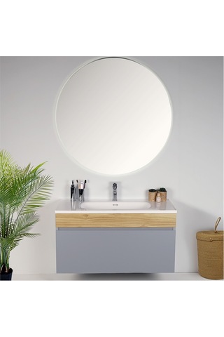Kobos Harmony 100 Cm Banyo Dolabı Seti Light Grey + Meguro Gri