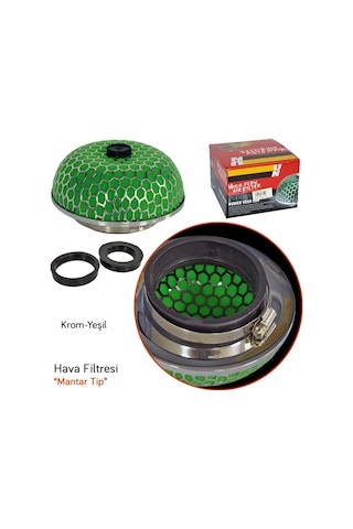 Carub Ses & Performans Arttırıcı Açık Hava Filtresi Mantar Tip Yeşil +6 Hp Aparatlı Üniversal 00 Şüscaroto Aksesuar