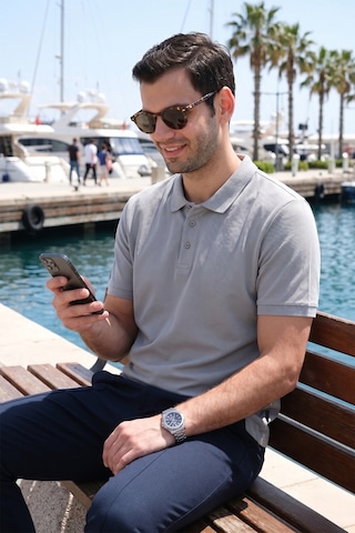 Buratti Pamuklu Regular Fit Düğmeli Erkek Polo Yaka T Shirt 5902127 Kül