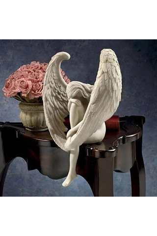 Tenfowee Bahçe İçin Aydınlatmalı Mavi Resin Melek Heykeli - Ruhani Güzellik Ve Umut Simgesi