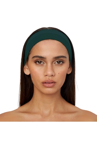 Saç Bandı Pamuk Kadın Bandana Spor Kafa Bandı Headband Koyu Yeşil