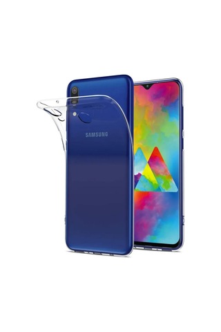 Samsung Galaxy M20 ile Uyumlu Kapak 1mm Süper Silikon Şeffaf Kılıf