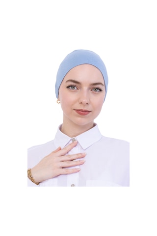Modish Group Pratik Bone Pamuklu Tesettür İç Bone, Başörtüsü İçin Hazır Viskon Şapka, Namaz Günlük Kullanım İçin Mavi